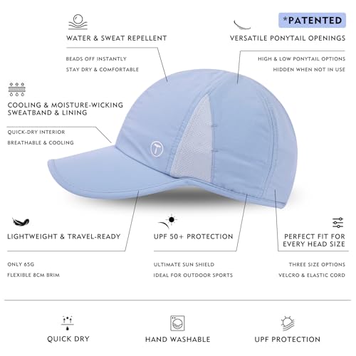 Image of TOP-EX ChicPony UPF 50+ Cooling High Ponytail Baseball Cap for Women | Cool-touch wicking band, hidden 4 in slot fits high /low ponytails; 2.3 oz, packable, airy, quick-dry, adjustable for sports