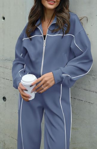 Image of BTFBM Women's Two Piece Tracksuit Fall 2026 Long Sleeve Zip Up Sweatshirt Long Pants Outfits Jogger Sweatsuit Sets