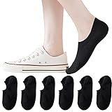 JORMATT 6 Pairs Women No Show Socks with Grips Cotton Low Cut Short Socks Non Slip, Flat Boat Liner, Shoe size 5-8