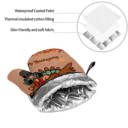 Happy Thanksgiving Turkey Maple Leaf Pumpkin Oven Mitts Heat Resistant Kitchen Oven Gloves With 2 Pot Holders Bbq Gloves For Kitchen… #TOP3