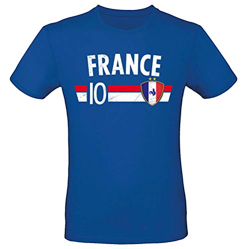 Shirt-Panda Fußball EM T-Shirt · Fan Artikel · Nummer 10 · Passend zur Europameisterschaft · Nationalmannschaft Länder Trikot Jersey für 2021 · Herren Damen Kinder · Frankreich France M