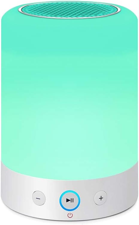 Bluetooth Speaker LED Lamp, LIGHTSTORY Touch Control Table Lamp with Sensitive Sensor, Smart Bedside Night Light for Reading in the Living Room with 7 Colors Changing ,Music Lamp for Young Children,White