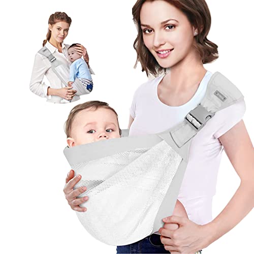 Image of Baby Carrier,Adjustable Babies Holder Carrier,Baby Half Wrap Hip Carrier,One Shoulder Save Energy,Lightweight Breathable Mesh Natural Cotton Fabric,Suitable for Newborns Weighing 45 lbs