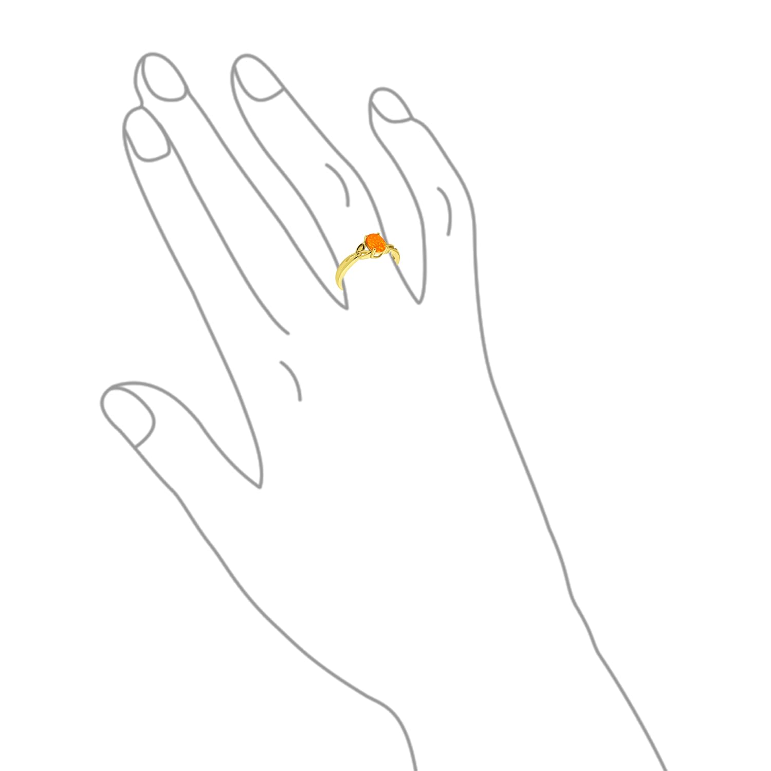Personaliza Anillo de Hermandad de Sororidad BFF Nudo Celta de Amor Óvalo Piedra Preciosa Naranja Azul Blanco Ópalo Creado Promesa Triquetra Claddagh 14K Oro Amarillo .925 Plata de Ley Personalizable