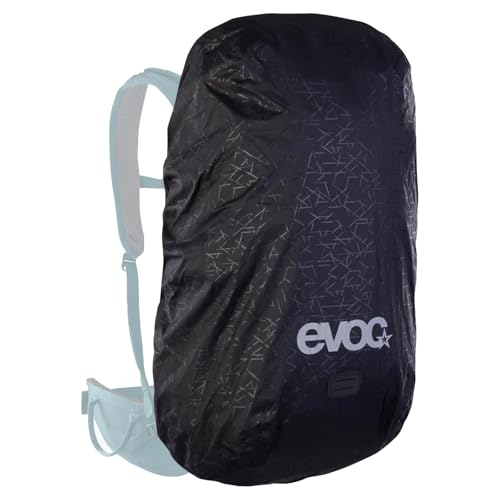 EVOC RAINCOVER SLEEVE, wasserdichter Rucksackschutz (Rucksack Abdeckung mit reflektierendem Logo-Druck, flexible Größenanpassung, Backpack Regenhülle für 6-18 l Rucksäcke), Black