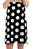 Terry Women Bath Wrap Towels Polka Cover Ups - One Size, Black