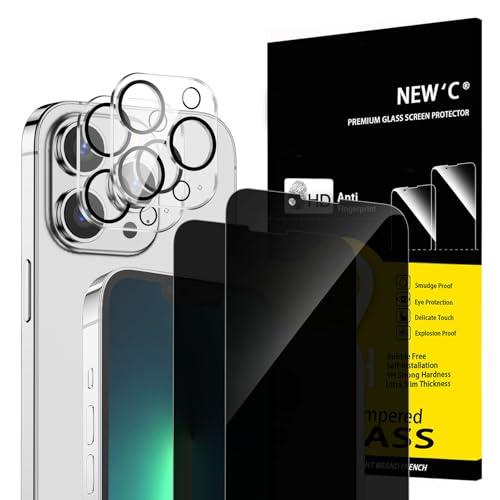 NEWC 2 x Sichtschutz für iPhone 13 Pro Max für Panzerglas (6 7 Zoll) und 2x Kamera Panzer Schutz Glas Kameraschutz für iPhone 13 Pro Max (6 7 Zoll) -28 Grad verbesserter Sichtwinkel