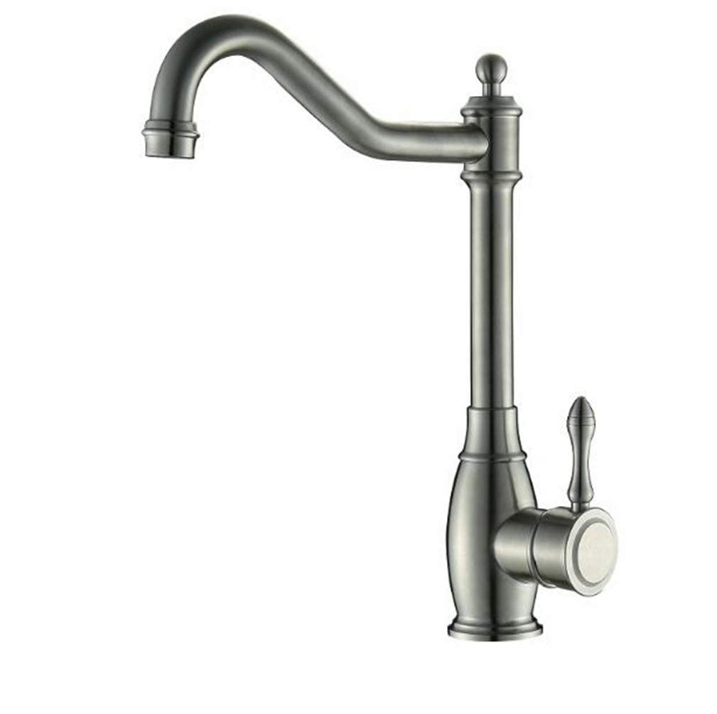 Robinet de cuisine mitigeur rotatif en acier inoxydable avec aérateur pour évier moderne