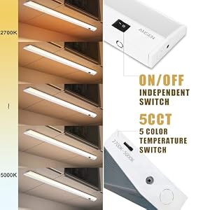 Ansen Hardwired Under Cabinet Lighting, 18inch 15W LED Light for Kitchen/Closet, 998.4lm, CRI>92, R9>90, Dimmable, 5 Color Temperature, 2700K-5000K(Warm White, Cool White, Daylight) — photo 3 of 6