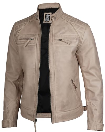 Image of Decrum Leather Jacket Men - Cafe Racer Style Real Lambskin Leather Jackets For Men