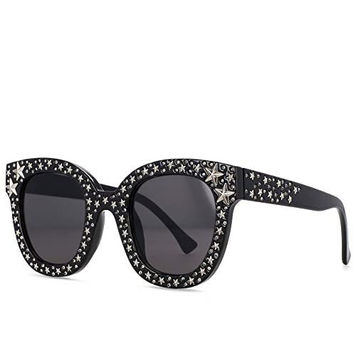 Shiny Many Stars Sunglasses Women Glasses Designer Fashion Cat Eye Female Shades UV Protection
