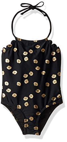 LiMiTeD Too Girls' FOIL Shell One Piece Swimsuit, Black, 4