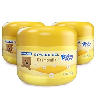 Ricitos de Oro Chamomile Hair Gel -Preserves Natural Color, Non-Greasy, Alcohol Free, Hypoallergenic, Tear-Free, Gentle Daily Use - Baby, Kids Hair Gel, Toddler - 4.05 Oz, 3-Pack