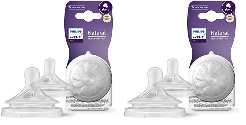 Philips Avent Tetina de biberón Natural Response: 2 tetinas de biberón Philips, sin BPA para bebés de 6 meses o más (modelo SCY966/02) (Paquete de 2)