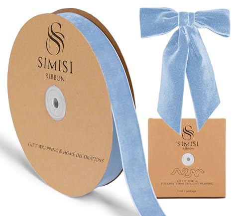 Blue Velvet Ribbon 1'' 25 Yards for Christmas...