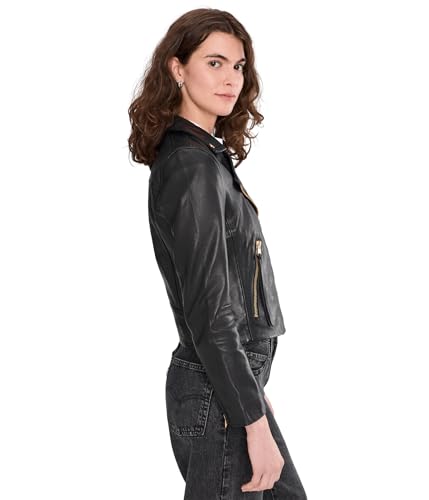Image of AllSaints Women's Leather Jacket Dalby Biker