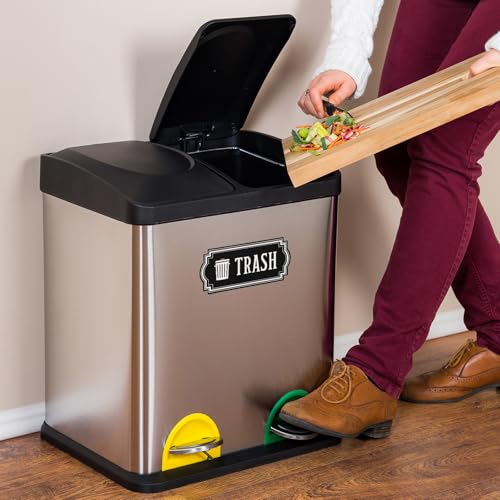 Image of 16Pcs Trash and Recycle Stickers,Recycle Stickers for Trash Bins Waste and Recover Decals Garbage Can Indoor Outdoor Garbage Can Home Office Kitchen Apartment Hotel