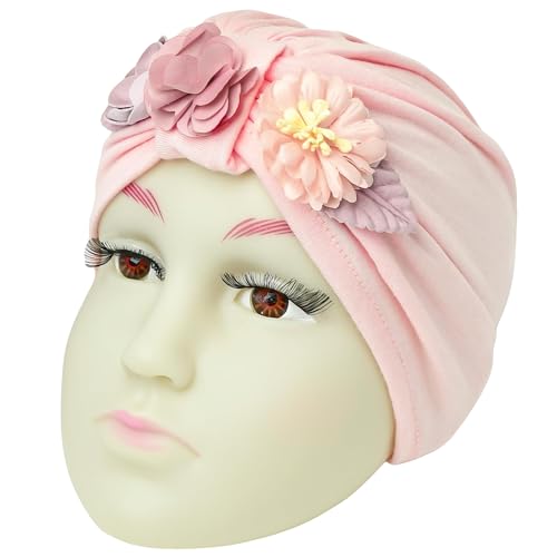 Image of THE LITTLE LOOKERS Turban Cap | Turban Knot Bow Cap | Turban Cap for New Born Kids | Cap for Baby Girl |Cap for Baby Boy | Baby Flower Turban Cap