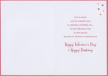 Designer Greetings Happy Valentine's Day Birthday: Cake Topped with Sparklers and Pink and White Roses Valentine's Day Birthday Card