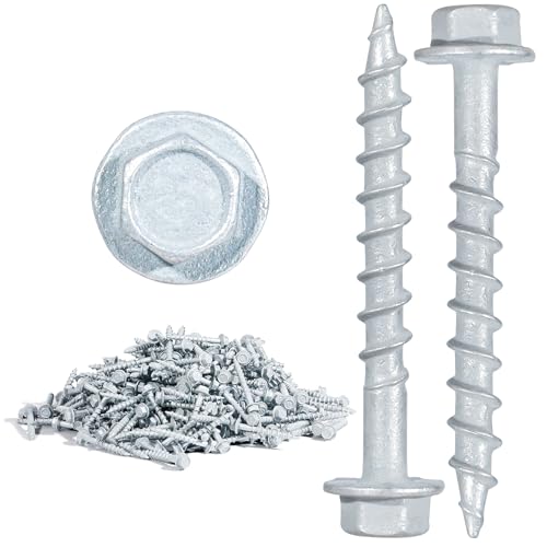 SD Connector Screws, #9 x 1-1/2' Heavy‑Duty Joist Hanger Screws, 1/4' Hex Head Wood Screws, 0.380' Dia Deck Screw, 10D Nails Replacement Screw, Mech Galvanized, 1500 Hours Salt Spray Test (500‑Qty)