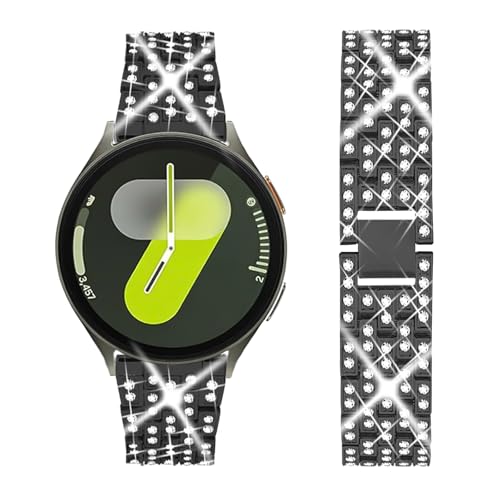 SUPOIX �o���h �P�[�X�t�� Samsung Galaxy Watch 8 44mm 20mm ���f�B�[�X �L���L�������p�X�g���b�v & PC �ی�o���p�[�t�F�C�X�J�o�[ Galaxy Watch 8 44mm (�u���b�N/44mm) �p