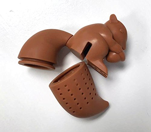 Cute Squirrel Shape & Acorn Nut Tea Infusers Set Loose Leaf Strainer Herbal & Fruit Tea Filter Diffuser Food Grade Silicone In Brown Lot Of Two Nature Wildlife #TOP2