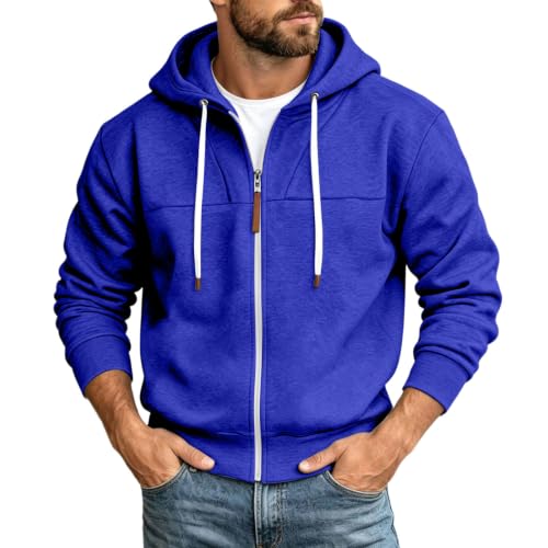 Mens Full Zip Hoodies Fashion Fleece Drawstring Hooded Sweatshirts Jackets - image 1