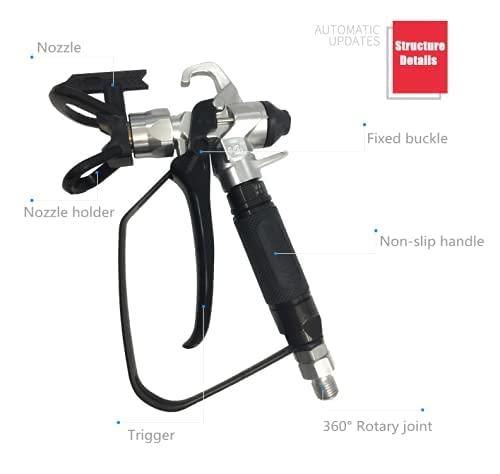 Airless Hochdruck Farbspritzpistole Lackierpistole Druckluft, Kupferelektroplattierte Zinklegierungs Farbspritzgeräte Airless Düse 517 Spitze 1/4-18NPSM Einlassdruck 3600PSI Farbsprühgerät