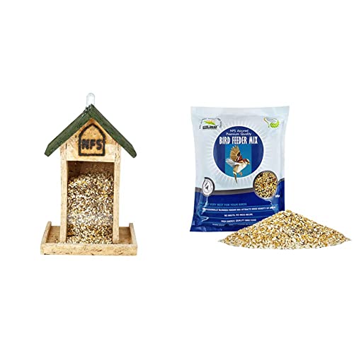 Image of wall mounted house feeder and bird feeder mix, 900g