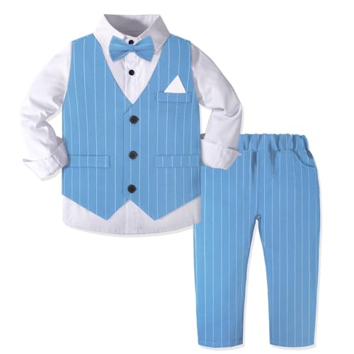 Yilaku Boys Suits Ring Bearer Outfit Toddler Suits with Vest+Shirt+Pants Sets Kids Dress Clothes for 18 Months-9 Years3