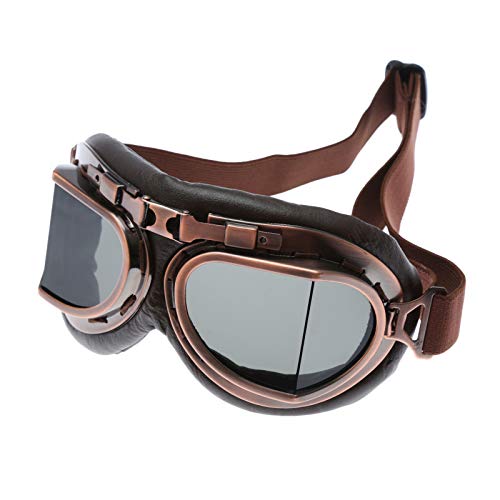 Muxsam Vintage Motorcycle Goggles, Atv Motocross Goggles, Dirt Bike Racing Riding Off Road Scooter Glasses, Windproof Dustproof Eyewear For Adults Men Women, Copper Frame Smoke Lens #TOP3