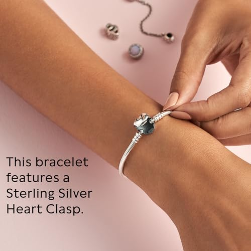 PANDORA Heart Clasp Snake Chain Bracelet - Heart Clasp - Romantic Jewelry for Her with Gift Box - Compatible Moments Charms - Sterling Silver - 6.7" by PANDORA - Image 5
