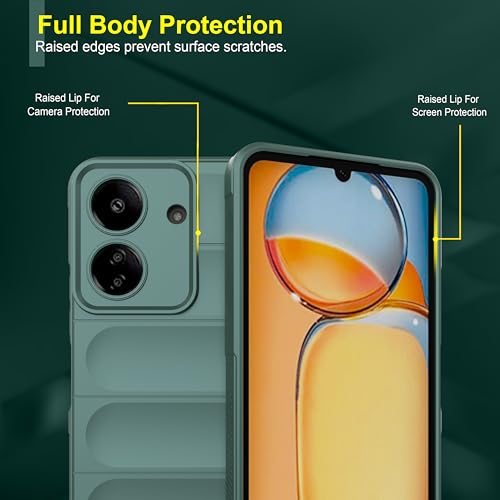 Image of Amazon Basics Back Case Cover for Mi Redmi 13C 4G (Silicone Dark Green)