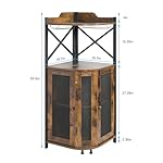 JKsmart Corner Bar Cabinet with Glass Holder,Industrial Wine Cabinet with Mesh Door,4-Tier Wine Cabinet with Open Shelf,Farmhouse Home Bar for Liquor and Wine Storage,Rustic Brown - Image 3