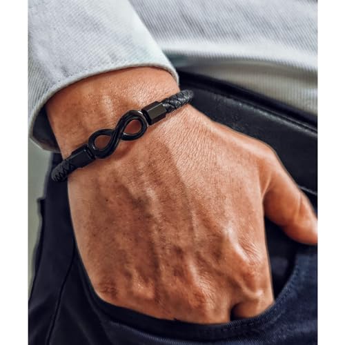 To My Man, Infinity Leather Bracelet Husband Gifts from WifeI Love You Forever and Always Bracelets Boyfriend Anniversary Birthday Christmas Fathers Gifts for Men Son Grandson3