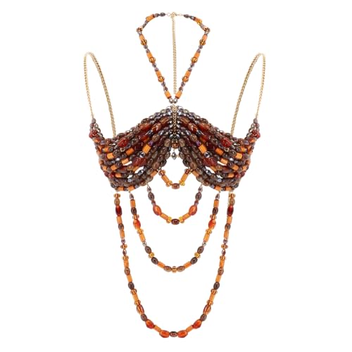Arnés de cadena de cuentas EMDOMO bohemio multicapa para vestidos de fiesta y ropa de playa mujer