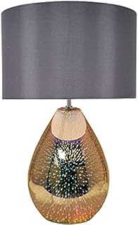 Pagazzi Geller Holographic Glass Modern Table Lamp with Grey 40cm Diameter Shade