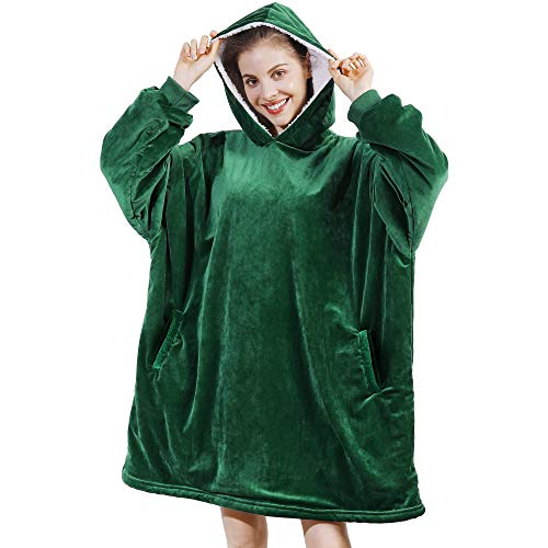 AmyHomie Blanket Sweatshirt,Oversized Sherpa Hooded Sweatshirt Blanket,Fleecehug Hoodie Wearable Blanket with Pocket for Adults & Kids & Teens