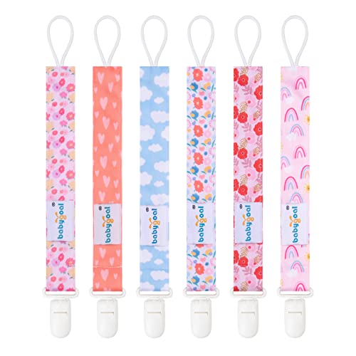 babygoal Pacifier Clips, 6 Pack Pacifier Holder Fits Most Baby Pacifiers and Binkies