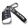 DEXBEXS Genuine Leather Car Key Chain Compatible with Dodge RAM 1500 2500 Keychain Key ring Accessories for Man and Woman Black #1