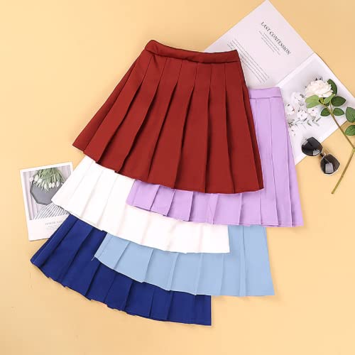 Winzik Girls’ School Uniform Skirts, Girl High Waist Mini Blue Pleated Skirt, Kids Tennis Athletic Skorts 3-12 Years, (4-5T, Blue) #TOP7