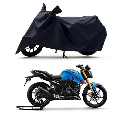 Image of All Season Protection Bike Cover for 2025 TVS Apache RTR 160 4V TFT BS6 Bike Cover with Water-Resistant and Dust Proof Premium 190T Fabric Entire Black