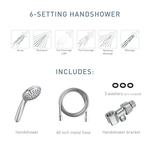 Moen Attune Shower Head with Handheld Sprayer, 6 Shower Head Spray Settings, Chrome Finish, 218H0 - image 5