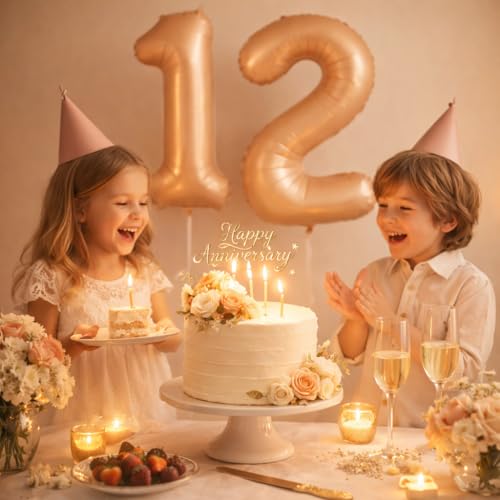 Image of WP WANNA PARTY 40 Inch Number 2 Balloons Retro Apricot Balloon For 2Nd Birthday Caramel Nude Foil Digit Birthdays, Anniversary Graduations Decorations 1 Piece