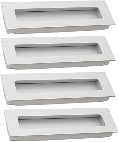 Lqzaxsrdr 128Mm(Silverwhite) Concealed Drawer Handles, Sliding Door Recessed Handle Cabinet Pull 4 Pack Aluminium Alloy Multicolor 64-128Mm(128Mm(Silverwhite))