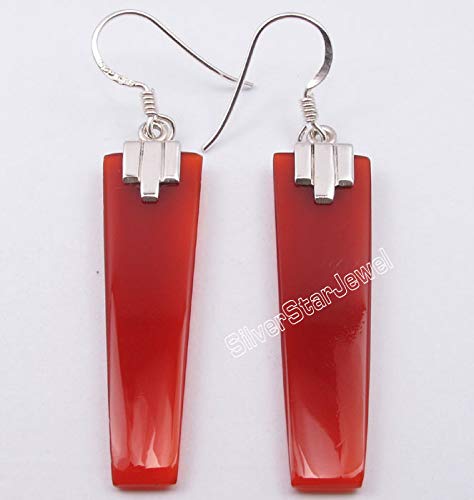 925 Solid Silver Carnelian Earrings 2.1" 5.7 Grams Handmade Gift Best Buy Holiday Gifting Sales2