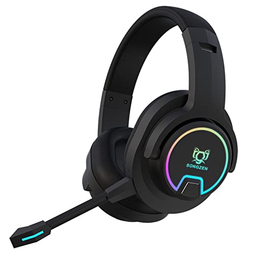 ARYSIEER Gaming Headset RGB Wireless Headphones Game Lag-Free - ENC Active Noise Cancellation, Colorful Lighting and 7.1 Stereo Surround Sound USB-C 3D Audio for PS5, PS4, PC, Mac, Android and Switc