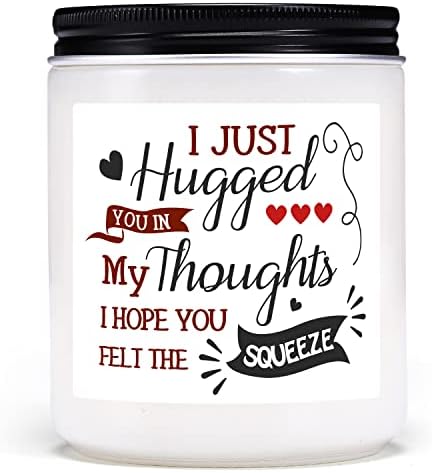 Thinking of You Gifts for Women - Lavender Scented Hug Friendship Candle for Best Friend Unique Birthday Present for Woman Female Male Men Coworker Sister BFF Mom Girlfriend Get Well Soon Gift