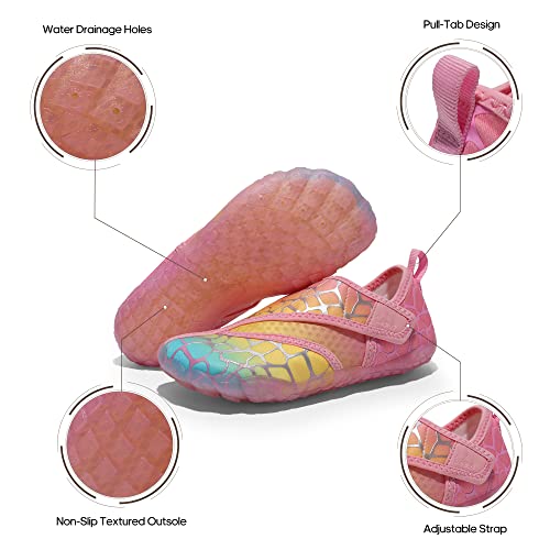 Nortiv 8 Toddlers Water Shoes Boys Girls Quick Dry Barefoot Lightweight Pool Swim Outdoor (Toddler/Little Kid/Big Kid) Size 2 Little Kids Peach Colorful Snws231K #TOP1