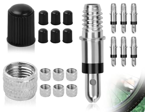 Lhbwhiz 6 Stück Fahrradventile Set,Deutscher Fahrrad Ventilkappe Ersatzteile,Fahrradventil Adapter,Fahrradzubehör,Ventil-Einsatz mit Dichtung,Ventil Wechsel Teile,für Fahrrad-Ventil Ersatzteile